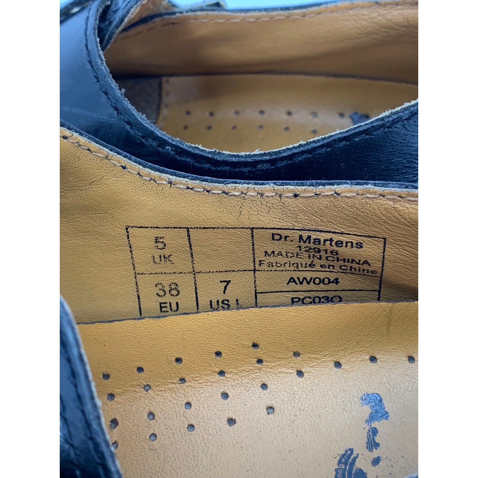 DR. MARTENS Women's Black Leather Perforated Slip-On Mary Jane Shoes SZ 7