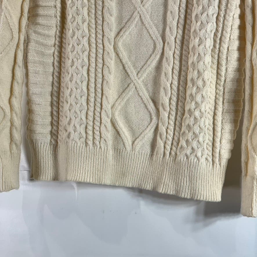 AELFRIC EDEN Unisex Beige Eden Oversized Crewneck Cable-Knit Sweater SZ L