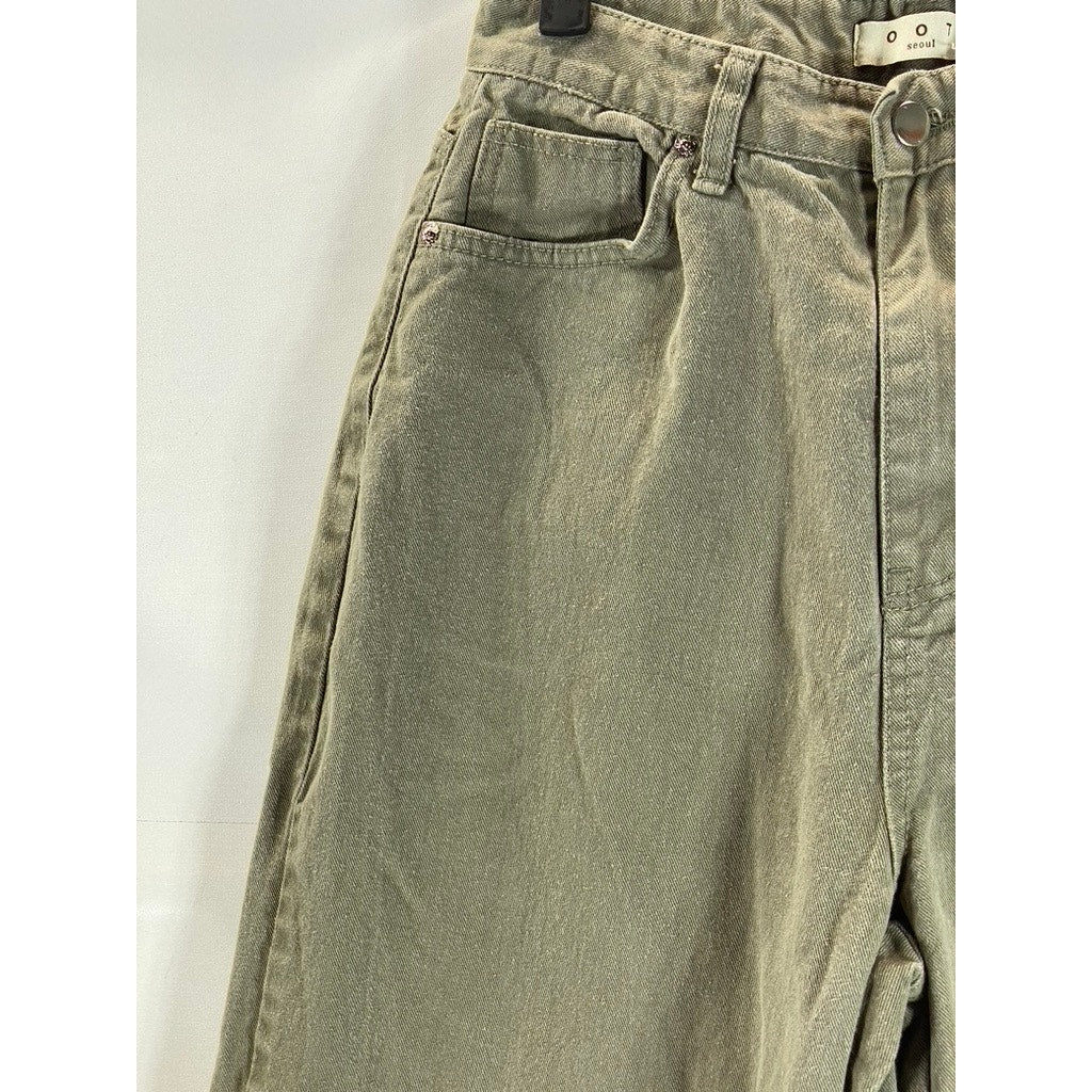 OOT Seoul Women's Army Green Five-Pocket Baggy Straight-Leg Jeans SZ L
