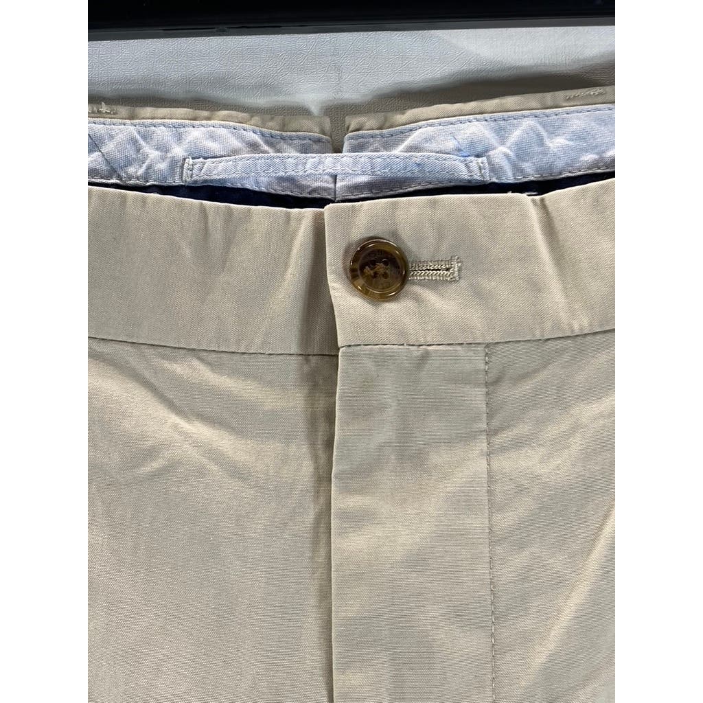 BROOKS BROTHERS Men's Beige Pleated Supima Cotton Cuffed Pants SZ 34X32