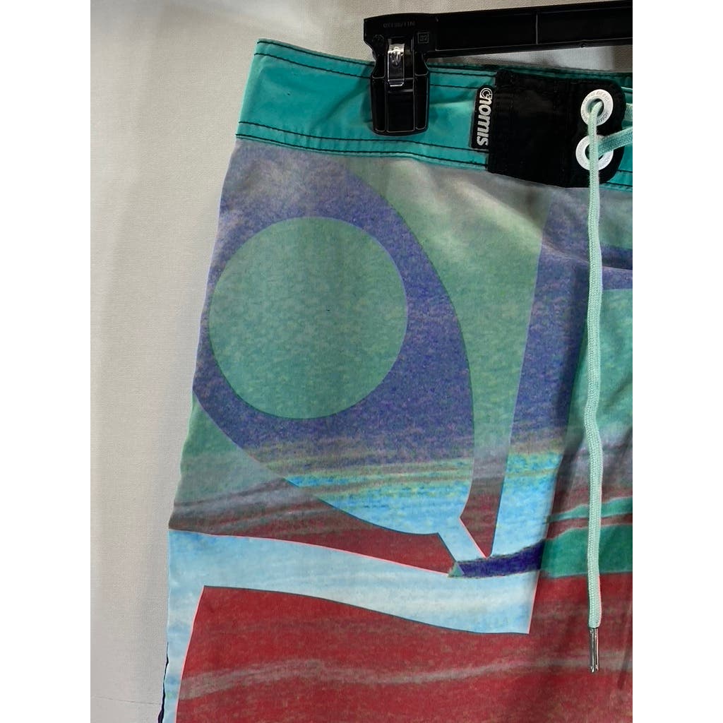 NOMIS Men's Green Printed Pull-On Board Swim Trunks SZ 32