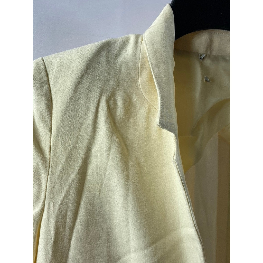 UNBRANDED Women's Beige Single-Button Long Sleeve Notch Lapel Blazer SZ S