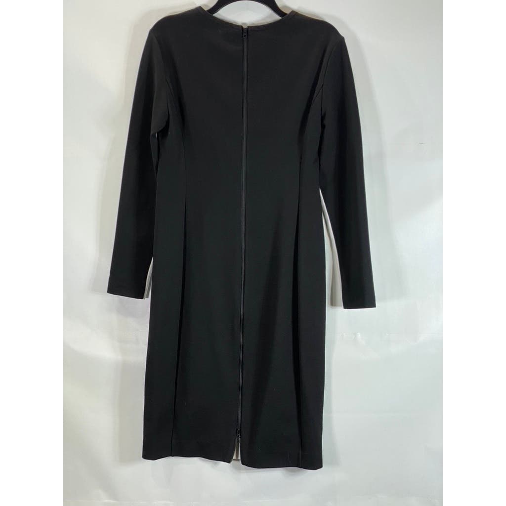 NARCISO RODRIGUEZ Women's Black/White Color Block Sheath Long Sleeve Dress SZ M