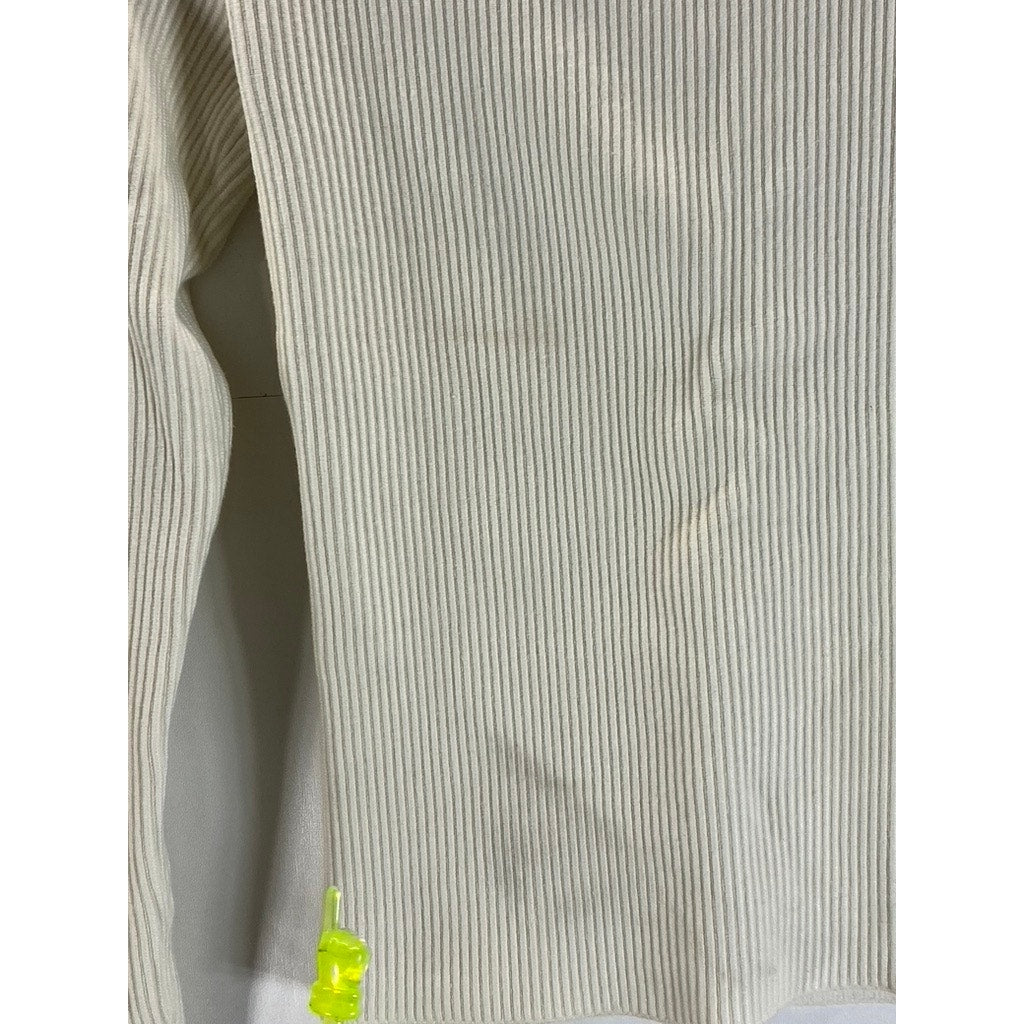 ABERCROMBIE & FITCH Women's Beige Crewneck Long Sleeve Ribbed Top SZ S