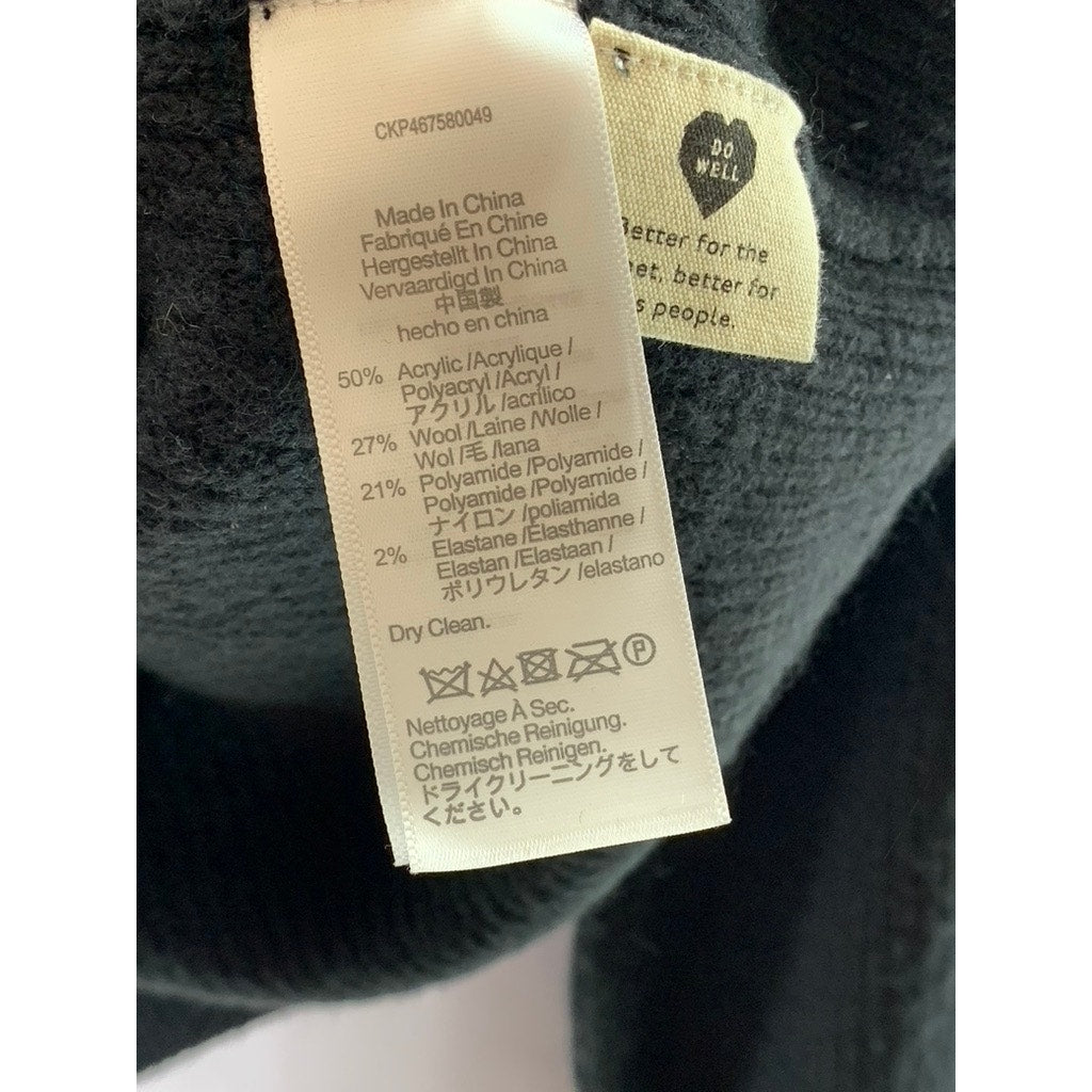 MADEWELL Women's Black Coziest Yarn Melwood Square-Neck Long Sleeve Sweater SZ L