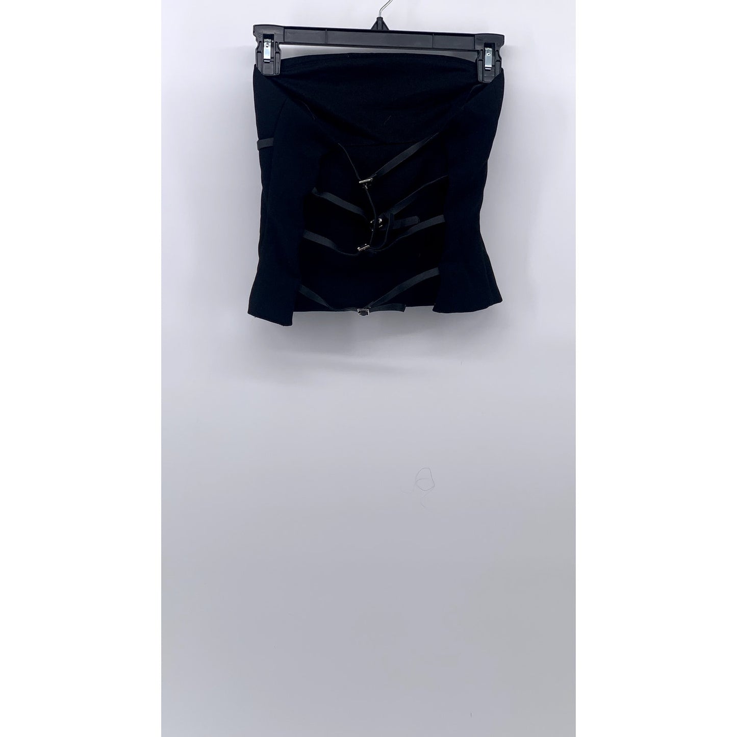 ZARA Women's Black Buckle Strap Open-Back Strapless Top SZ XS