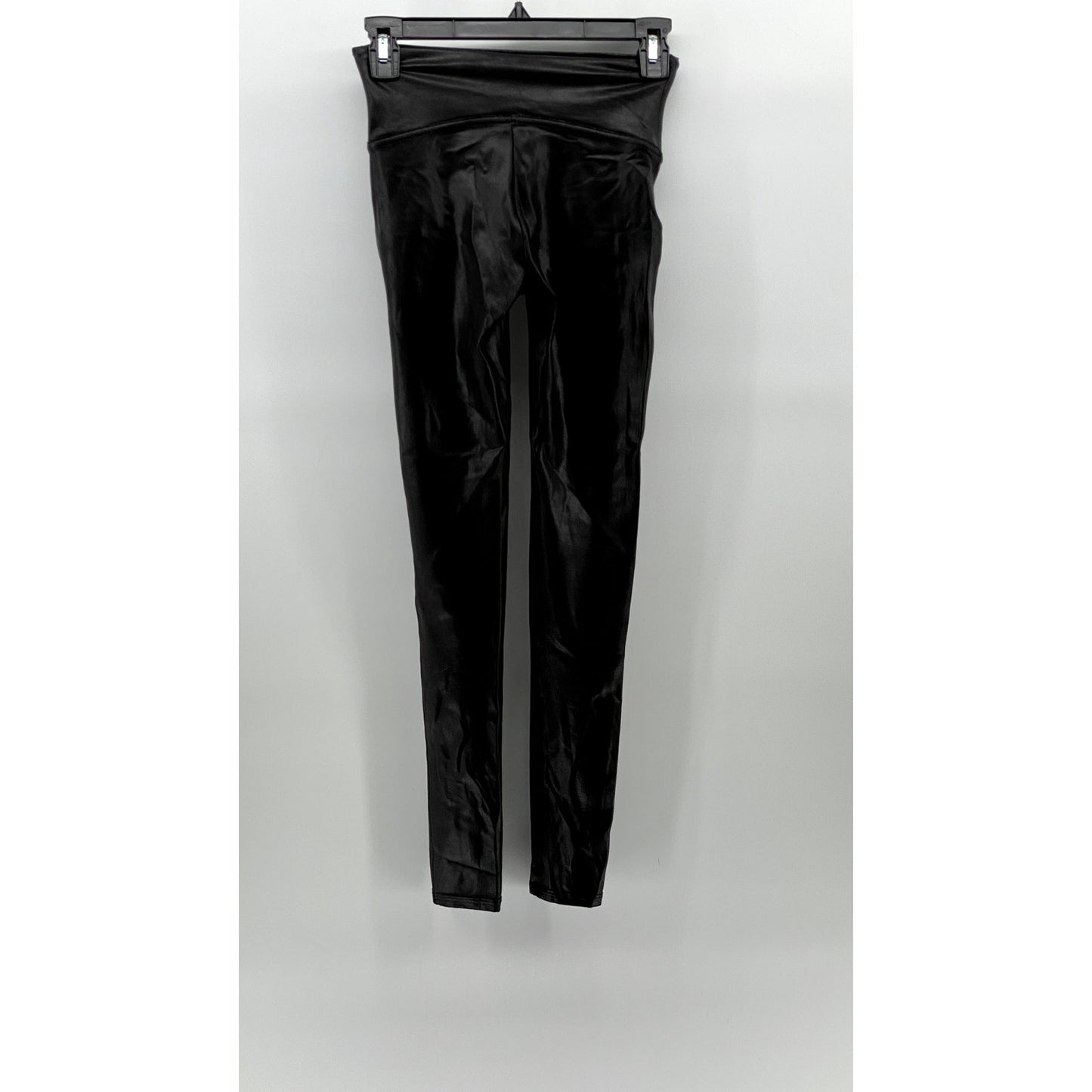 SPANX BY SARA BLAKELY Women's Black Faux Leather Pull-On Ankle Leggings SZ S