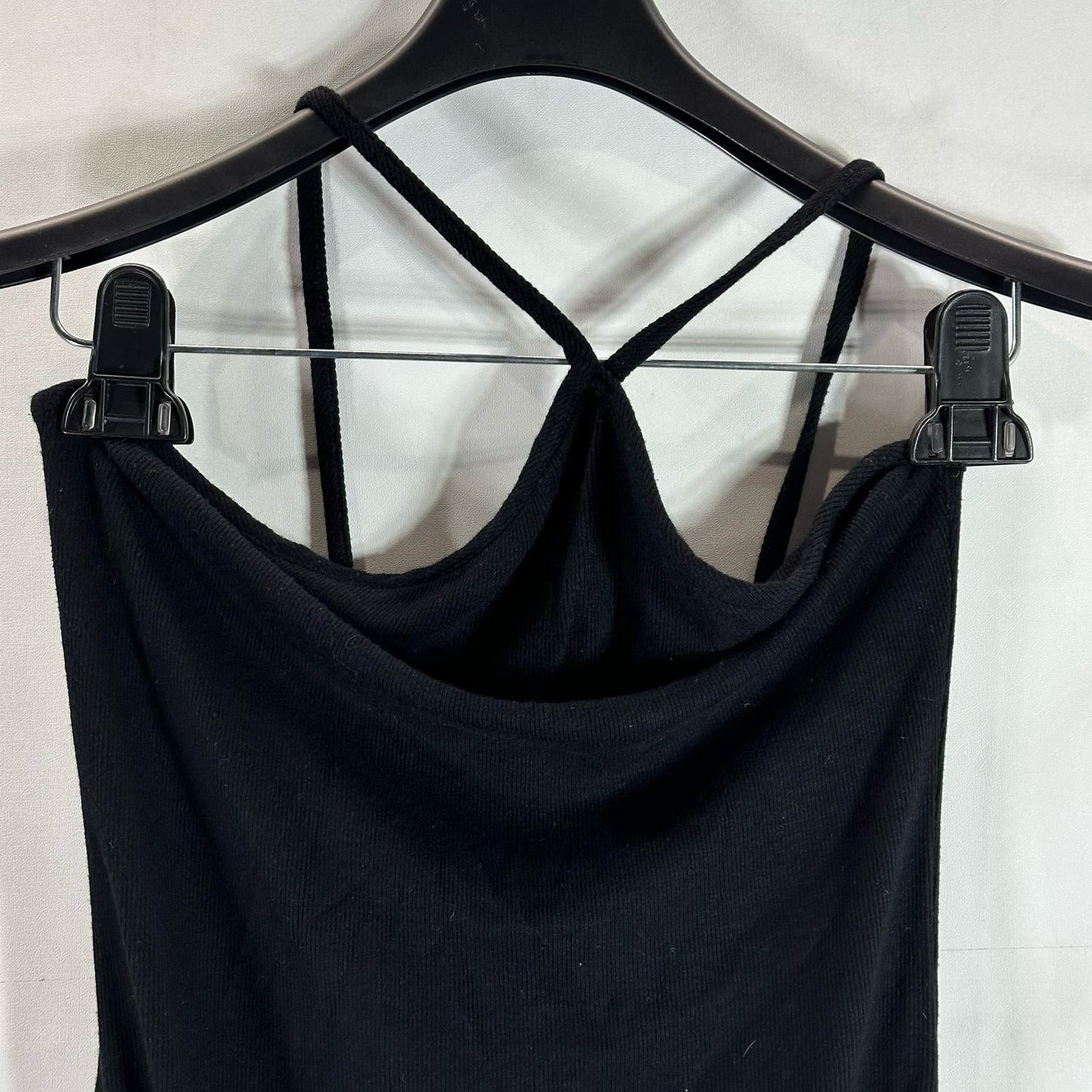THE RANGE Women's Black Dynamic Rib Tilted Thong Bodysuit SZ M