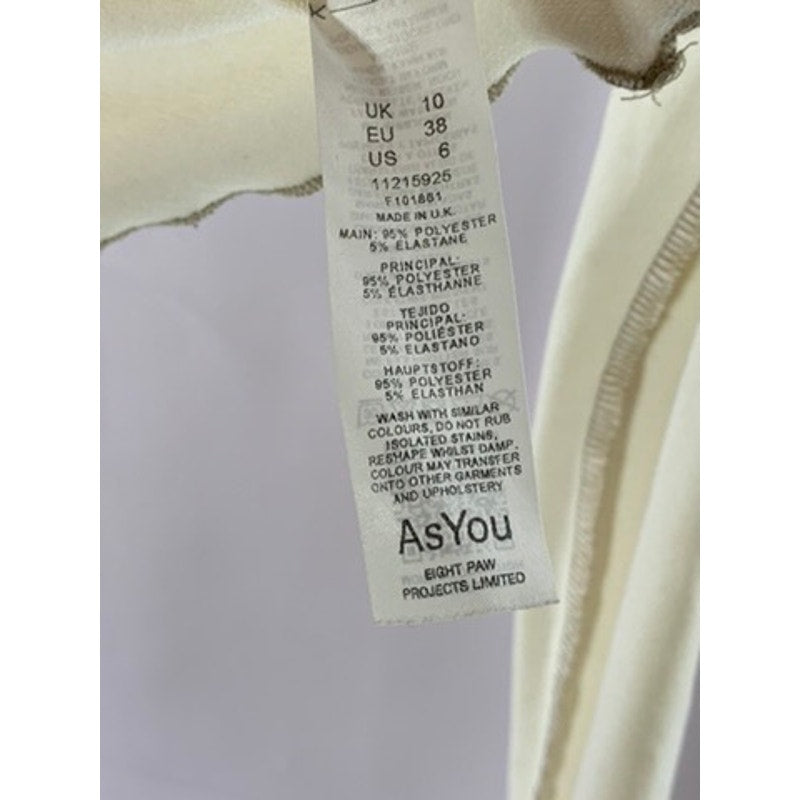 AS YOU Women's Beige Mesh Long Sleeve Crewneck Crop Top SZ 6