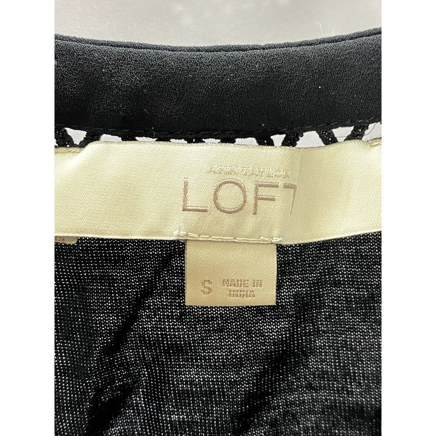 LOFT Women's Black V-Neck Cutout Knit Trim Sleeveless Sheer Top SZ S