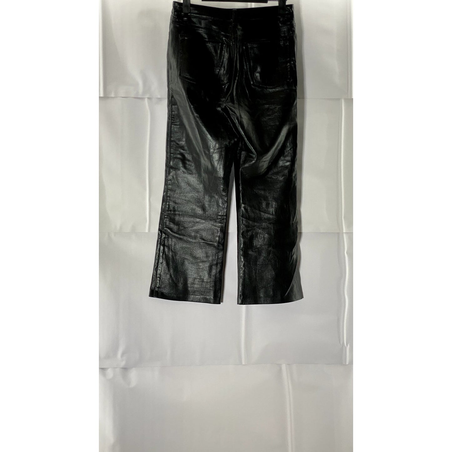ARITZIA SUNDAY BEST Women's Black Faux-Leather Wide-Leg Five-Pocket Pants SZ 00
