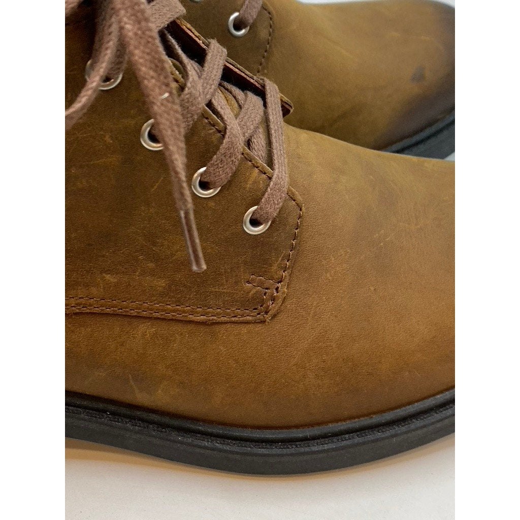 CLARKS Women's Brown Leather Orinoco Round-Toe Side-Buckle Combat Boots SZ 8.5