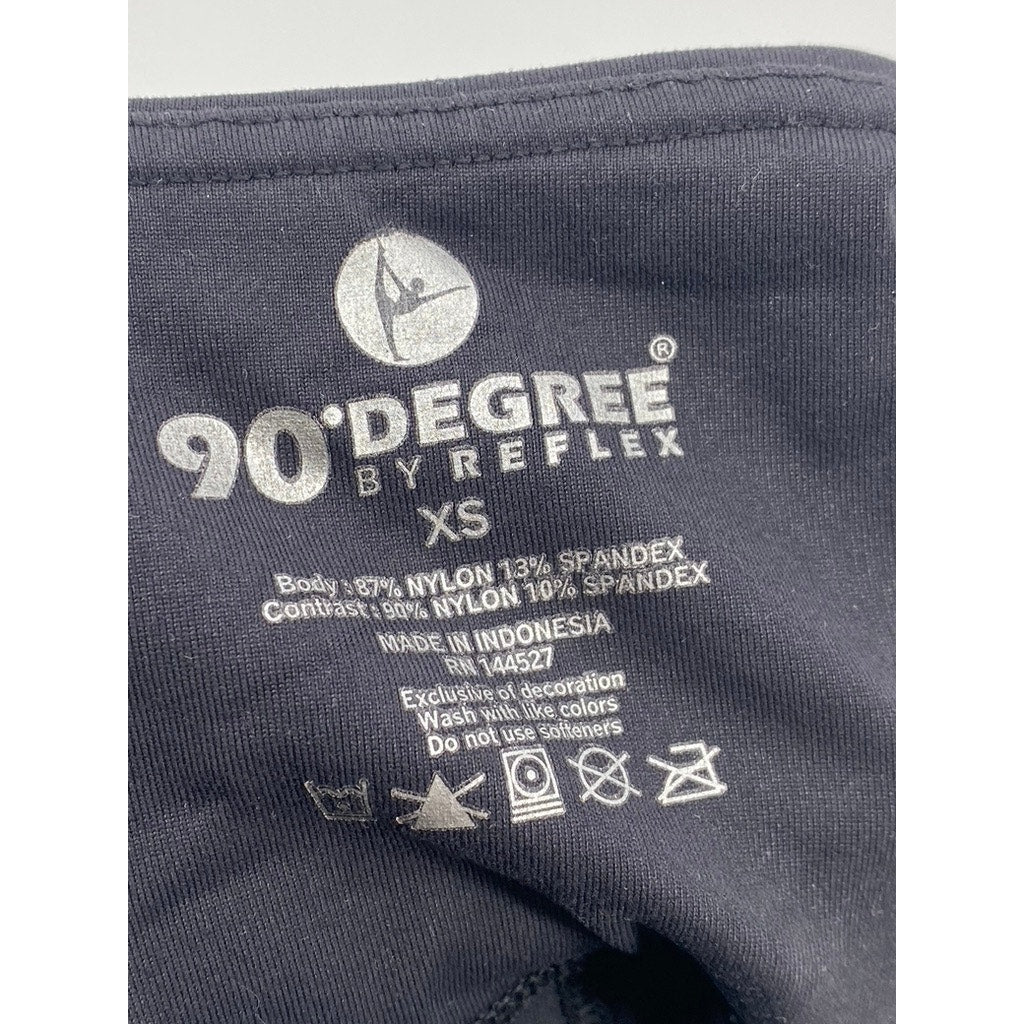 90 DEGREE BY REFLEX Women's Black Solid High-Rise Pull-On Bike Shorts SZ XS