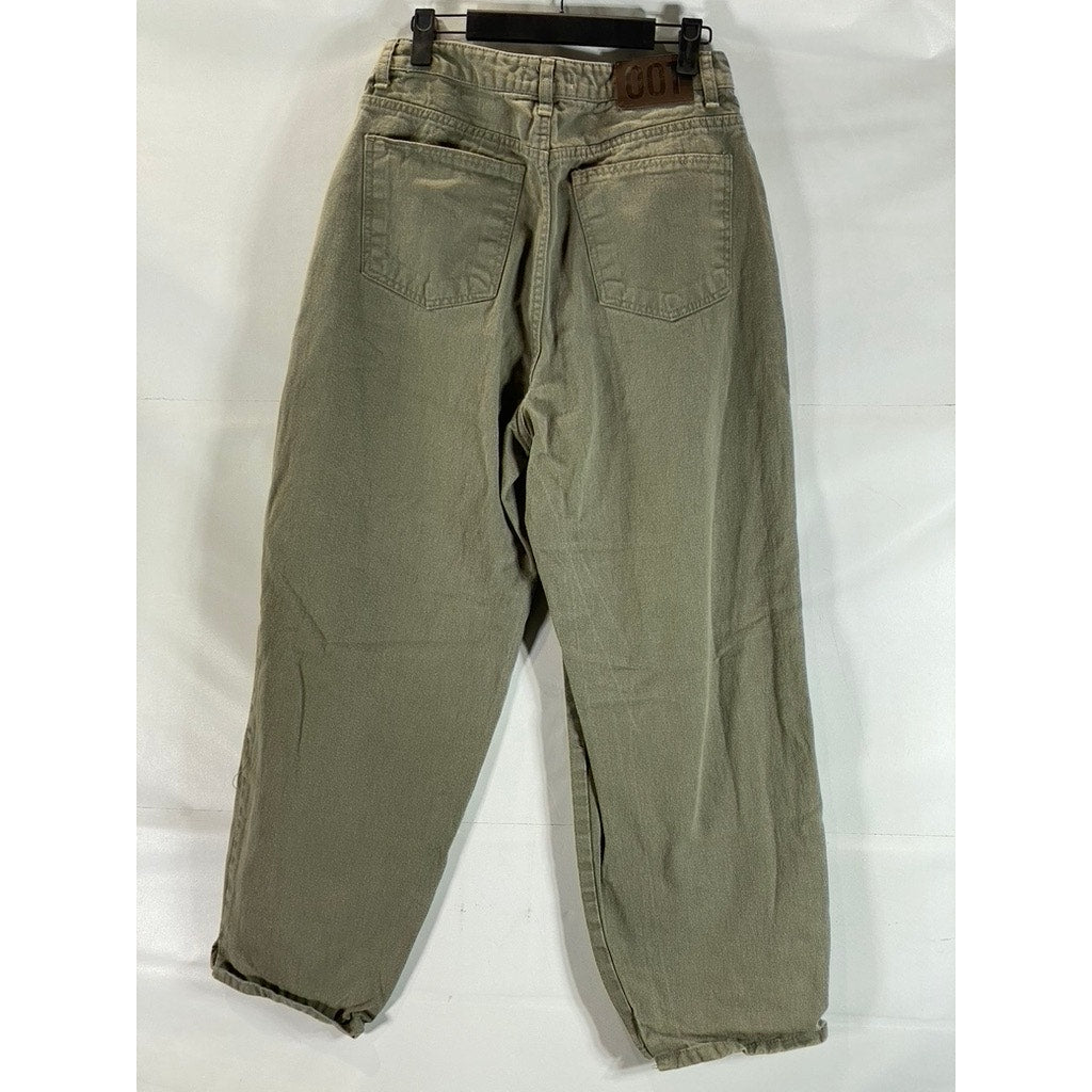 OOT Seoul Women's Army Green Five-Pocket Baggy Straight-Leg Jeans SZ L
