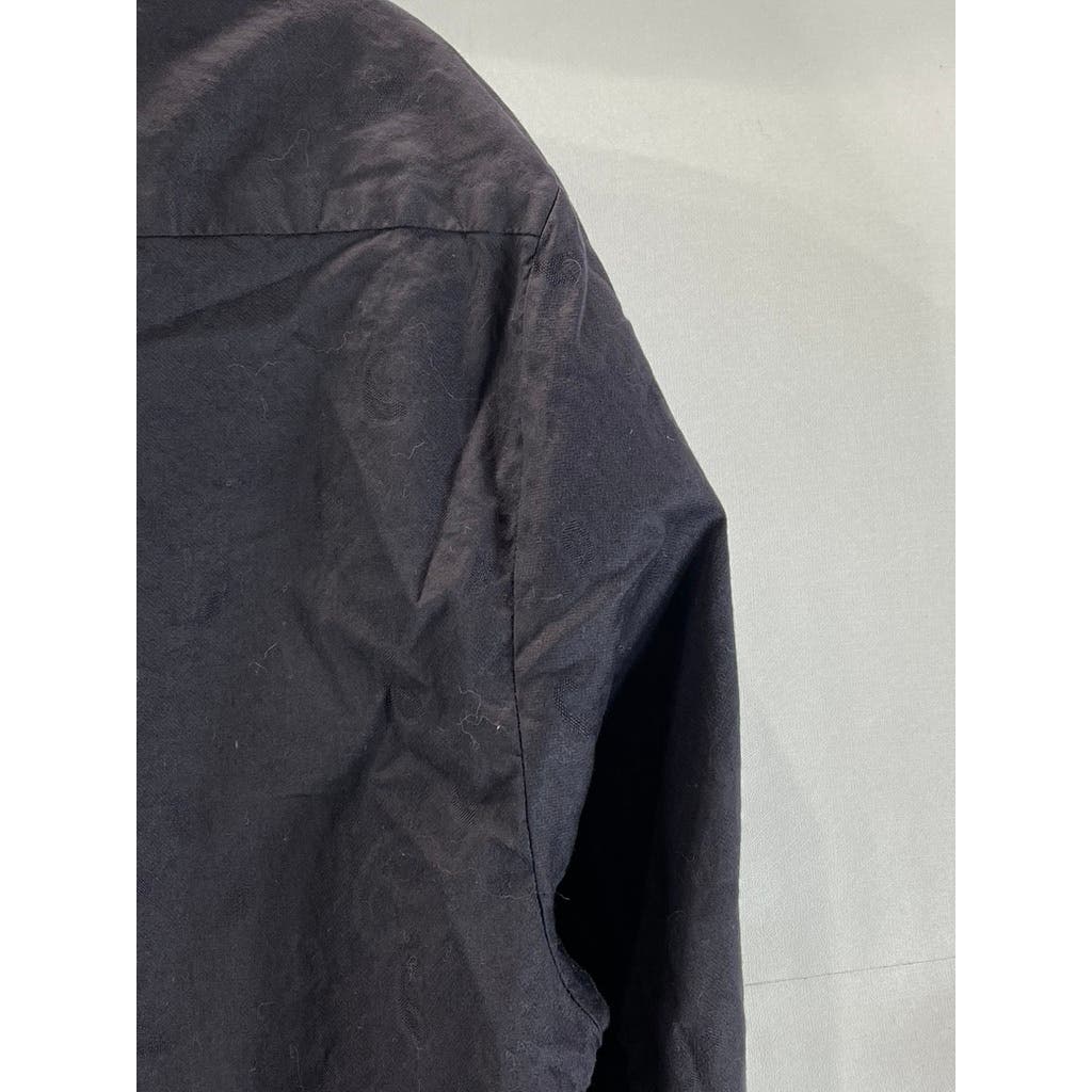 JARED LANG Men's Black Solid Cotton Slim-Fit Button-Up Long Sleeve Shirt SZ L