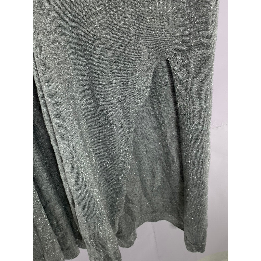 VINCE CAMUTO Women's Plus Size Gray Metallic Open-Front Long Cardigan SZ 3X