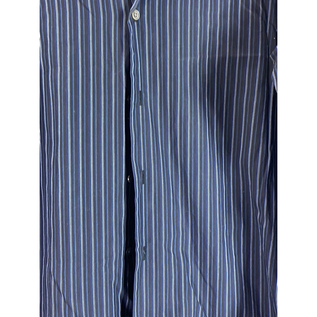 BANANA REPUBLIC Men's Black/Blue Pinstripe Button-Up Long Sleeve Shirt SZ15/15.5