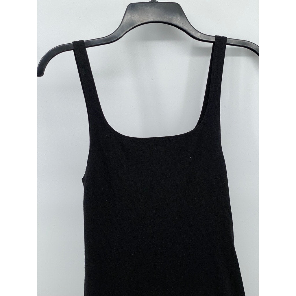 ZARA TRAFALUC Women's Black Solid Straight-Neck Bodycon Midi Dress SZ M