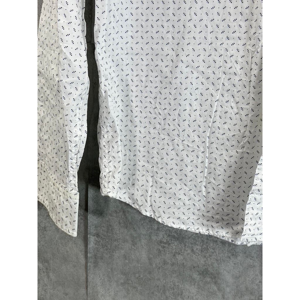 BANANA REPUBLIC Men's White/Grey Print Organic Cotton Untucked Fit Shirt SZ M