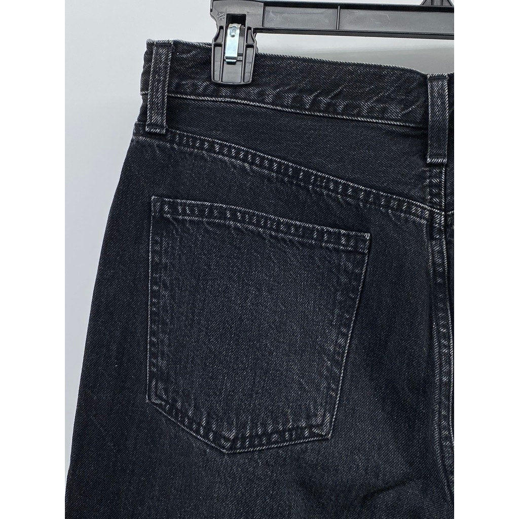 UNIQLO JEANS Women's Black Denim Straight-Leg Baggy Fit Jeans SZ 28X31