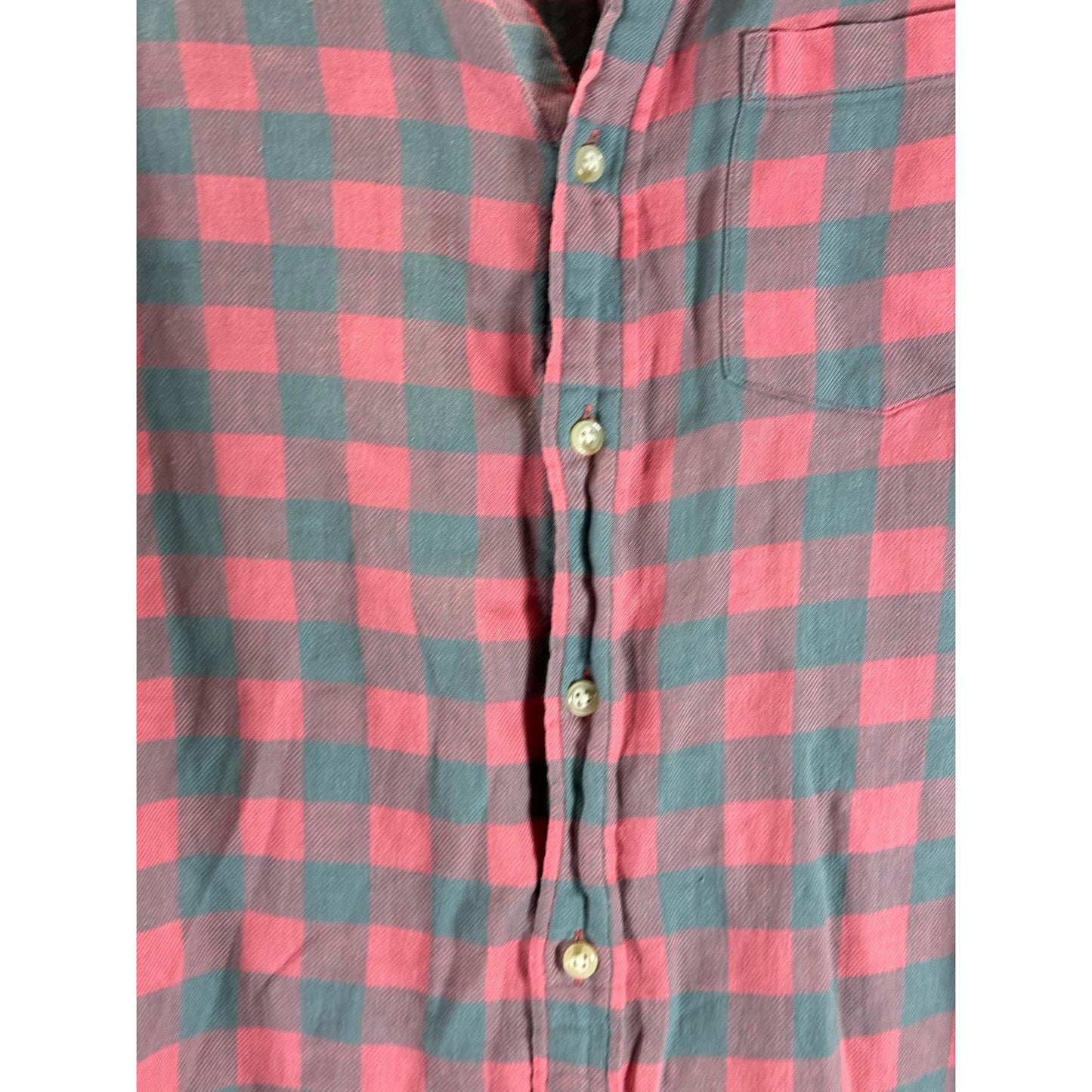 TAILORED BY J. CREW Men's Salmon Pink/Gray Plaid Button-Up Long Sleeve Shirt SZM