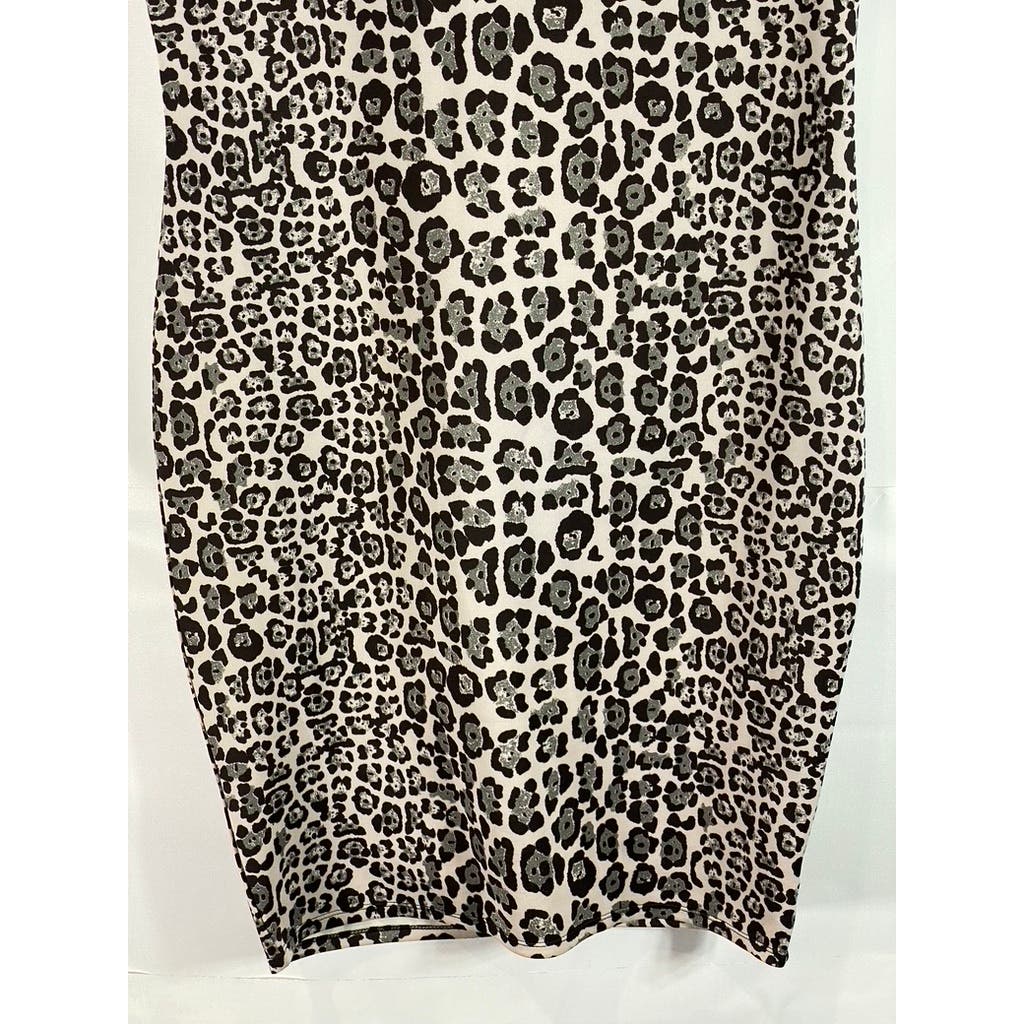 BAR III Women's Black/White Animal Print Scoop-Neck Sleeveless Dress SZ 2XL