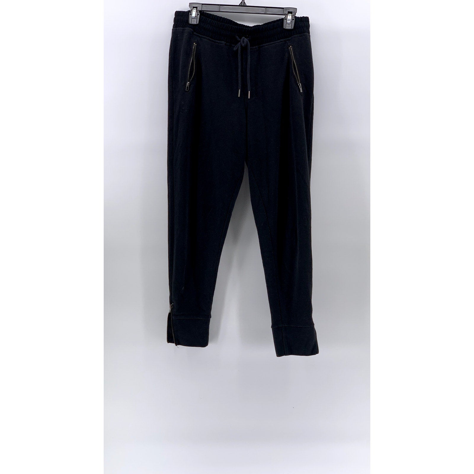 ABERCROMBIE & FITCH Men's Black Drawstring Zipper-Hem Pull-On Sweatpants SZ M