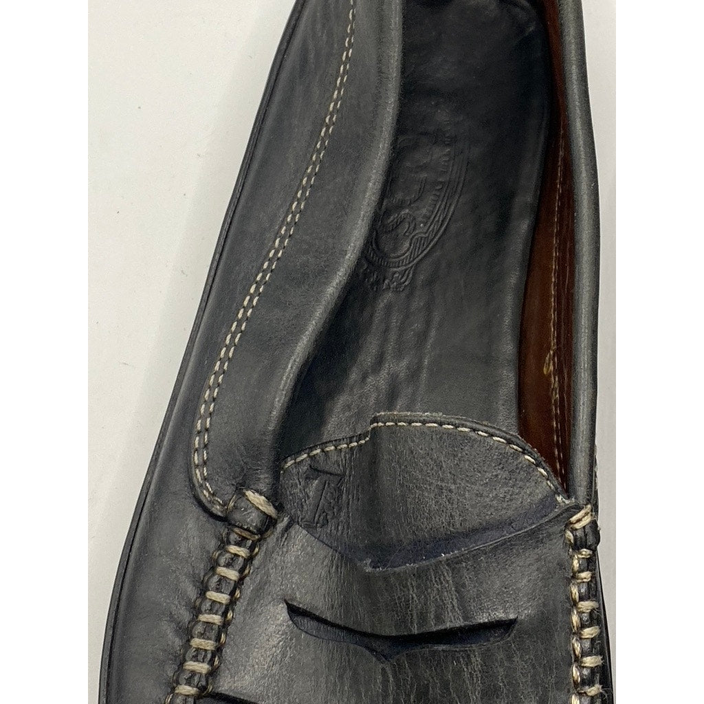 TOD'S Men's Black Vibram Leather Slip-On Loafers SZ 9.5