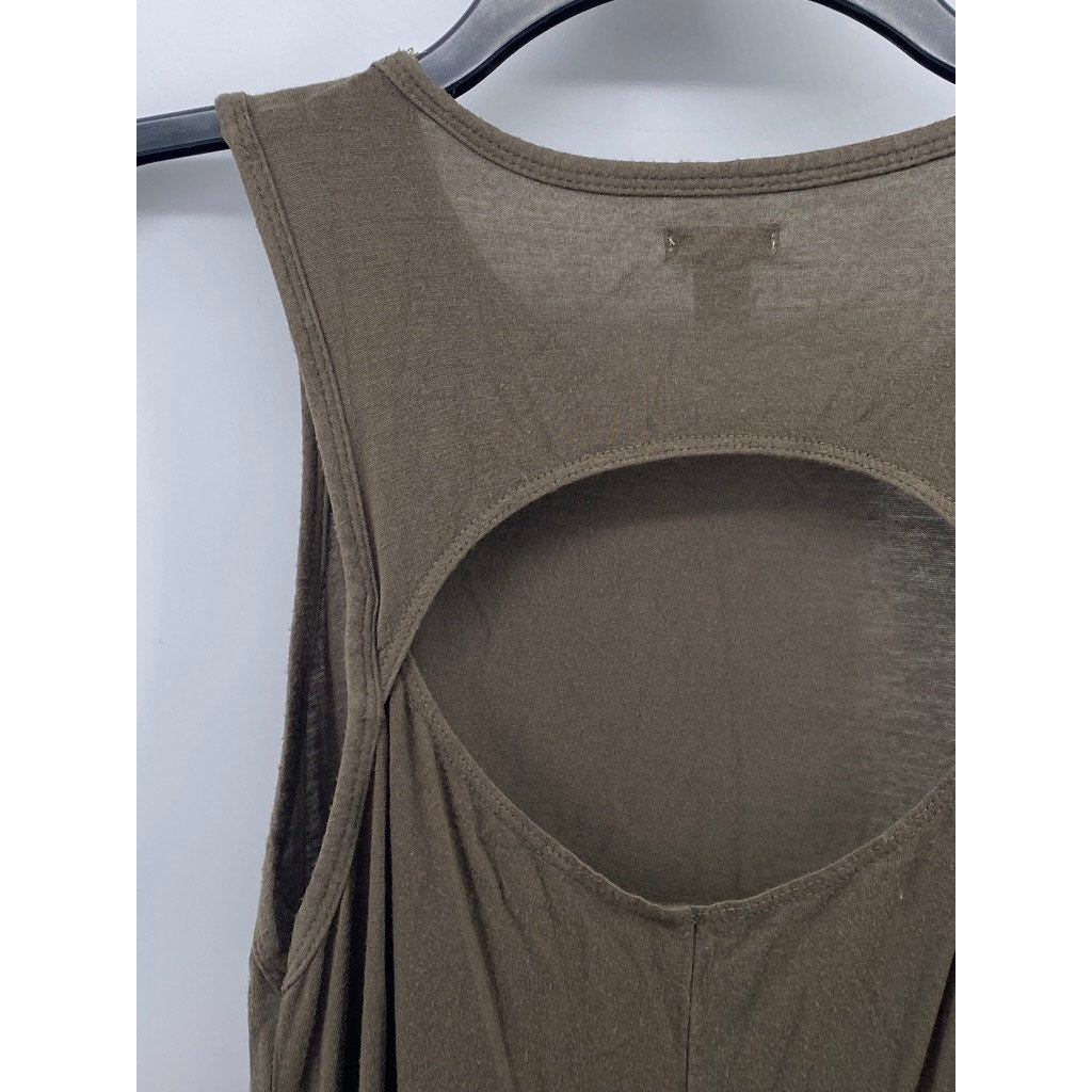 AERIE Women's Brown Crewneck Cutout Sleeveless Casual Midi Dress SZ XS
