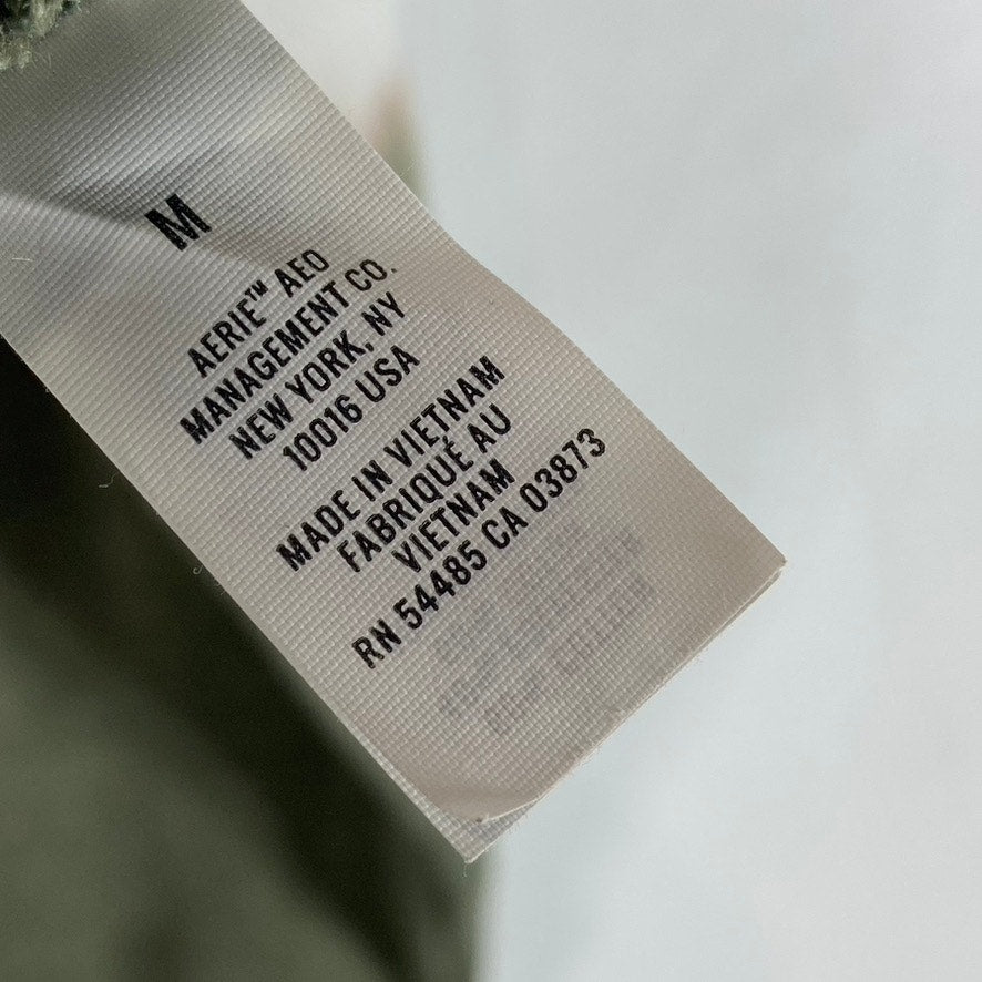 AERIE Women's Green Tie-Dye Quarter-Zip Hooded Cropped Pullover Sweater SZ M