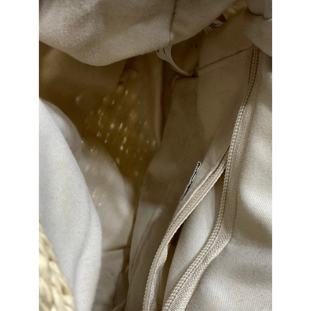 A NEW DAY Women's Black-Tan Straw Flap Snap Button Shoulder Cross-Body Bag