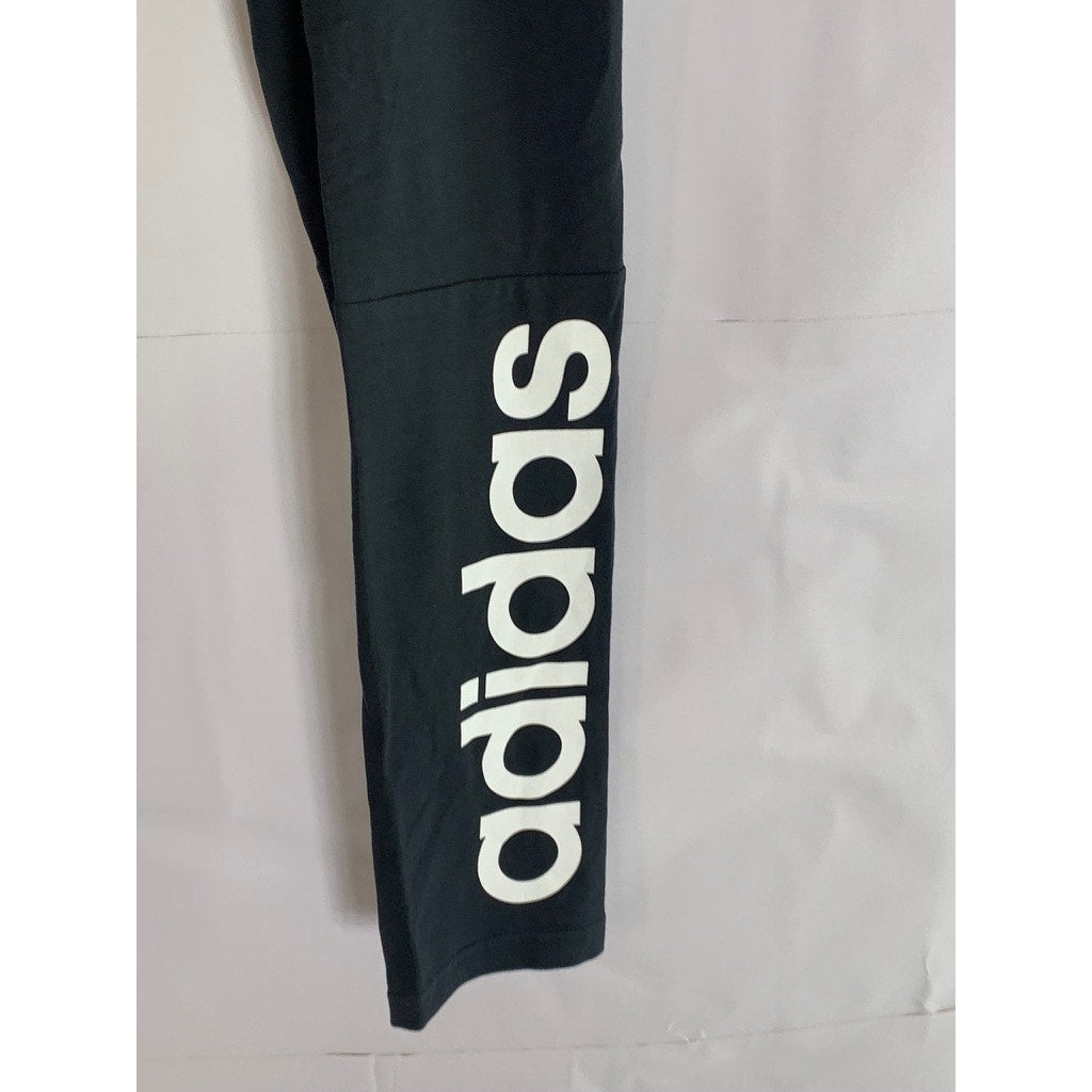ADIDAS Women's Black/White Essential Linear Pull-On Tights SZ L