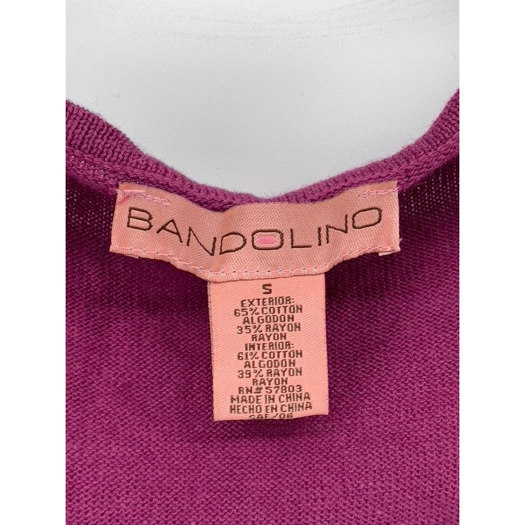 BANDOLINO Women's Maroon Eyelet Surplice Sleeveless Faux-Wrap Top SZ S