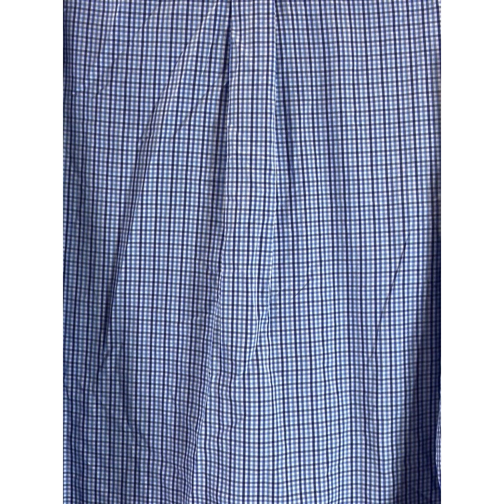 BROOKS BROTHERS Men's Blue Gingham Original Polo Regular-Fit Button-Up Shirt SZL