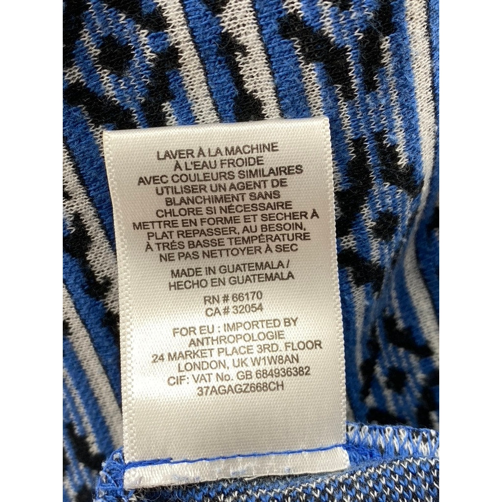 MAEVE By Anthropologie Women's Blue Printed V-Neck Sleeveless A-Line Dress SZ 10