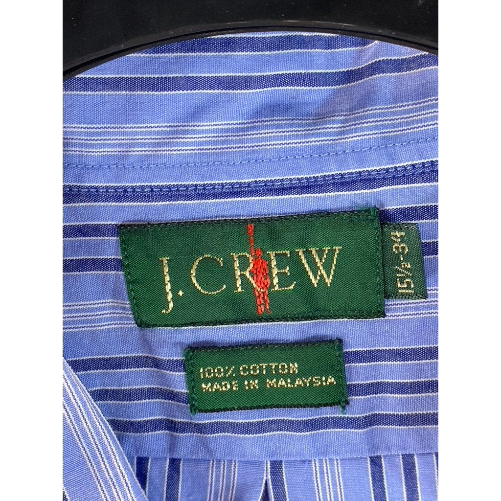 J.CREW Men's Blue Striped Cotton Regular-Fit Button-Up Dress Shirt SZ 15.5/34