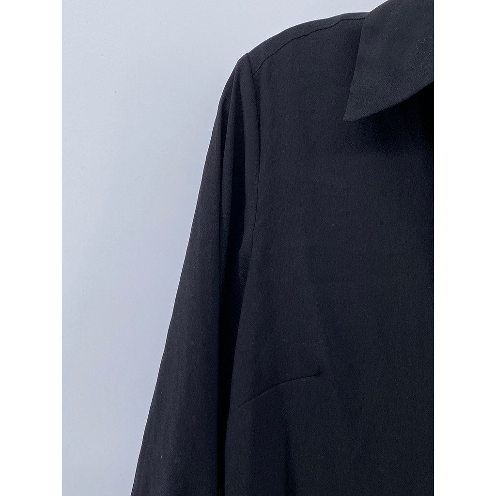 ANN TAYLOR Women's Black Solid Regular-Fit Button-Up Long Sleeve Top SZ M