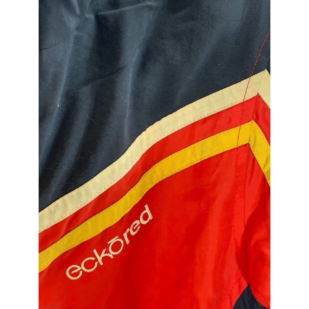 ECKORED Women's Vintage Red/Black Racecar Zip-Up Stand Collar Jacket SZ S