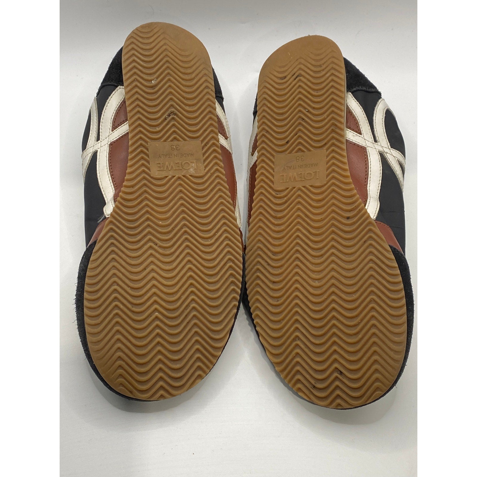 LOEWE Women's Navy-White Printed Suede Leather Ballet Runner Sneakers SZ 38(US8)