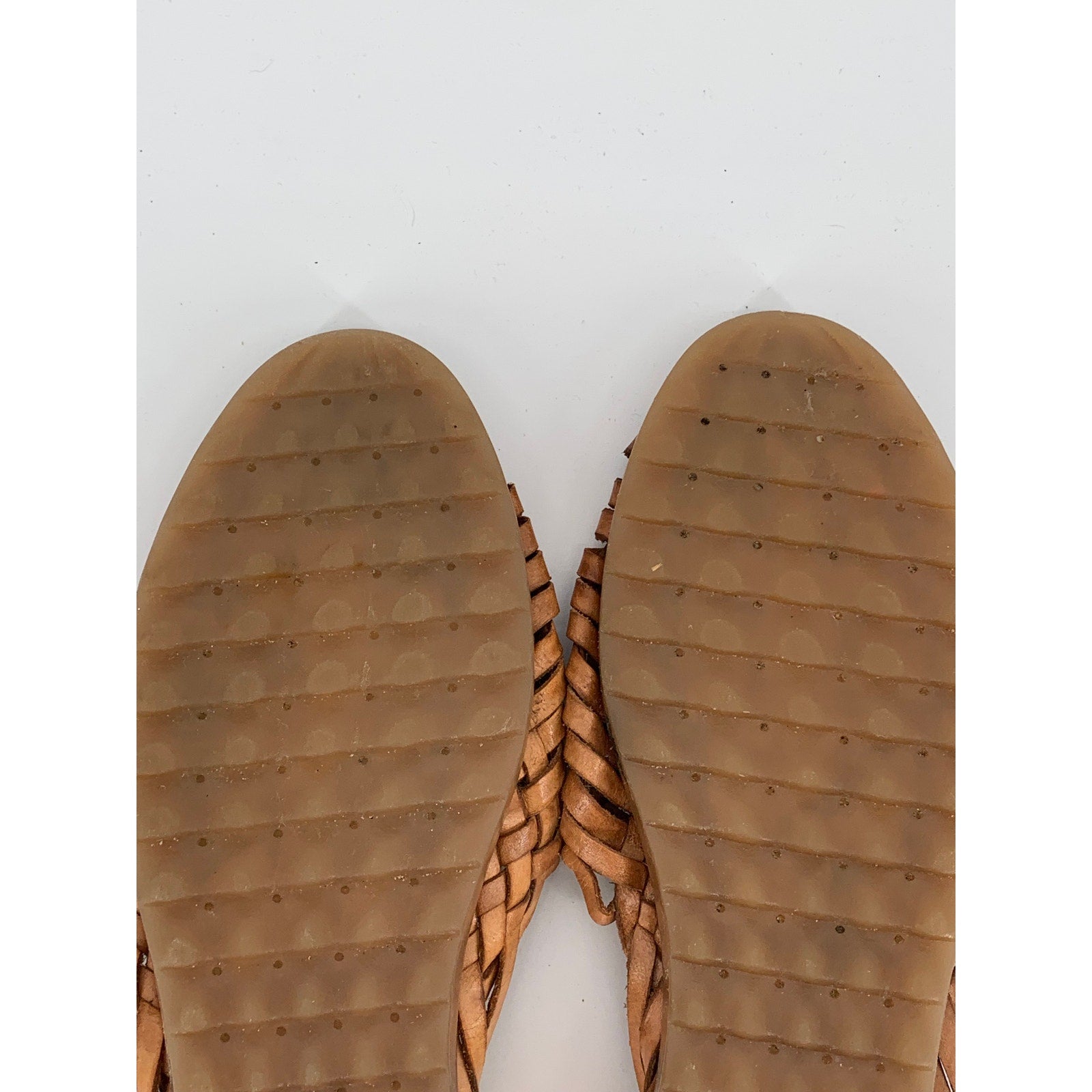 UNBRANDED Women's Brown-Gold Woven Leather Almond-Toe Slip-On Sandals SZ 9
