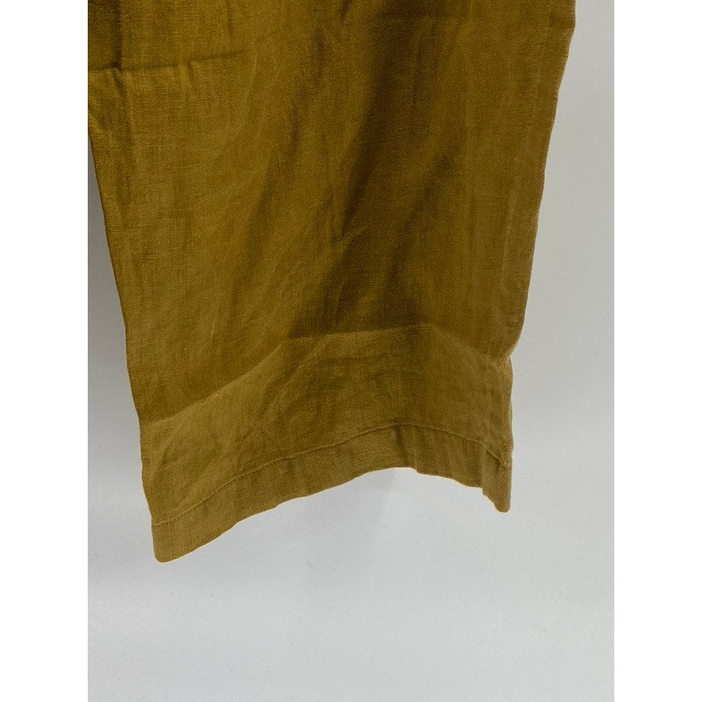 ANN TAYLOR Women’s Tan Linen Button-Front Drawstring Pull-On Pants SZ 8