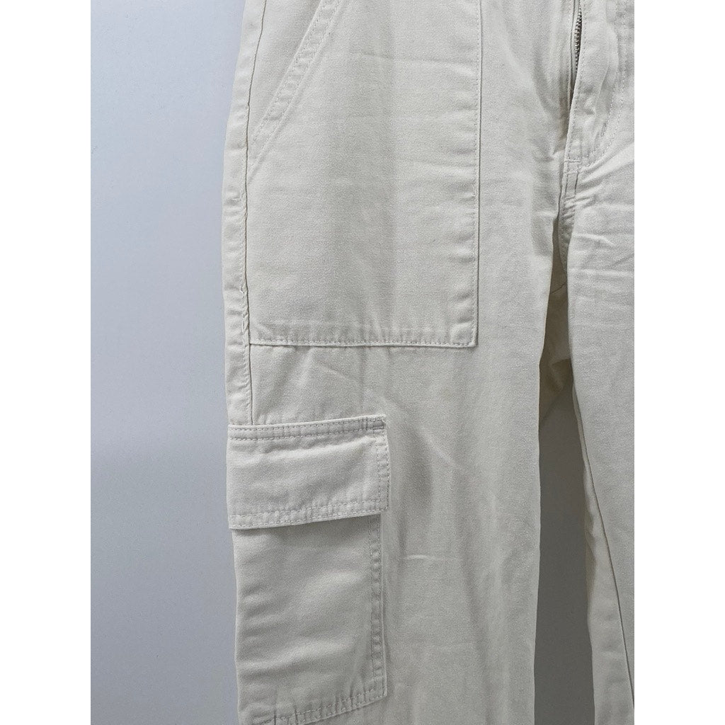 AEROPOSTALE Women's Off-White Low-Rise Flare Utility Cargo Pants SZ M