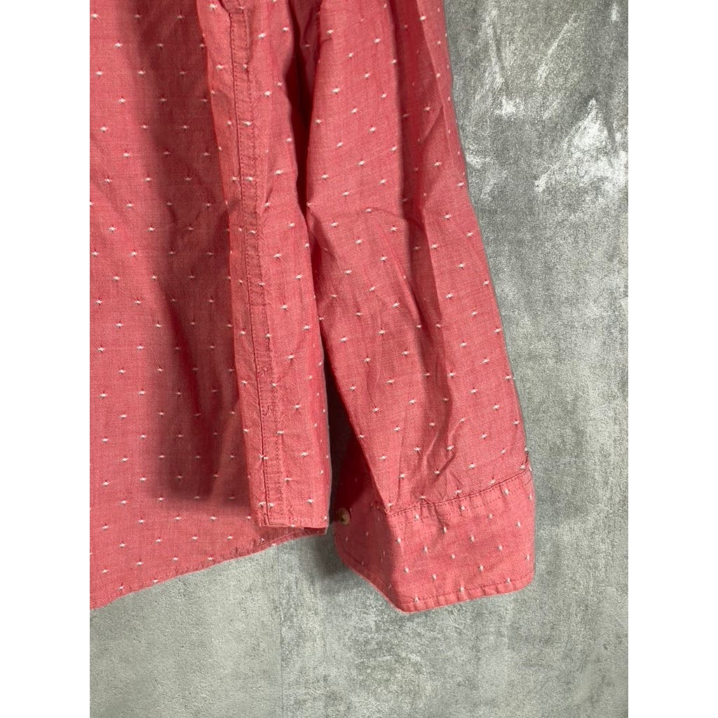 J.CREW Men's Red Textured Regular-Fit Cotton Button-Up Long Sleeve Shirt SZ XL