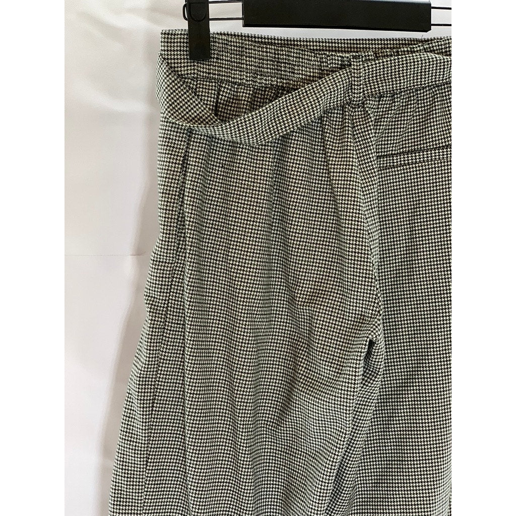 ZARA Trafaluc Women's Black/White Houndstooth Belted Straight-Leg Pant SZ XS