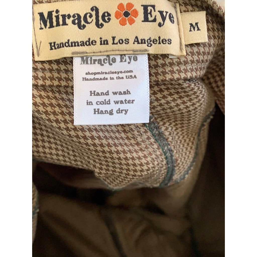 MIRACLE EYE Women's Brown Houndstooth Birkin High-Rise Four-Pocket Pant SZ M