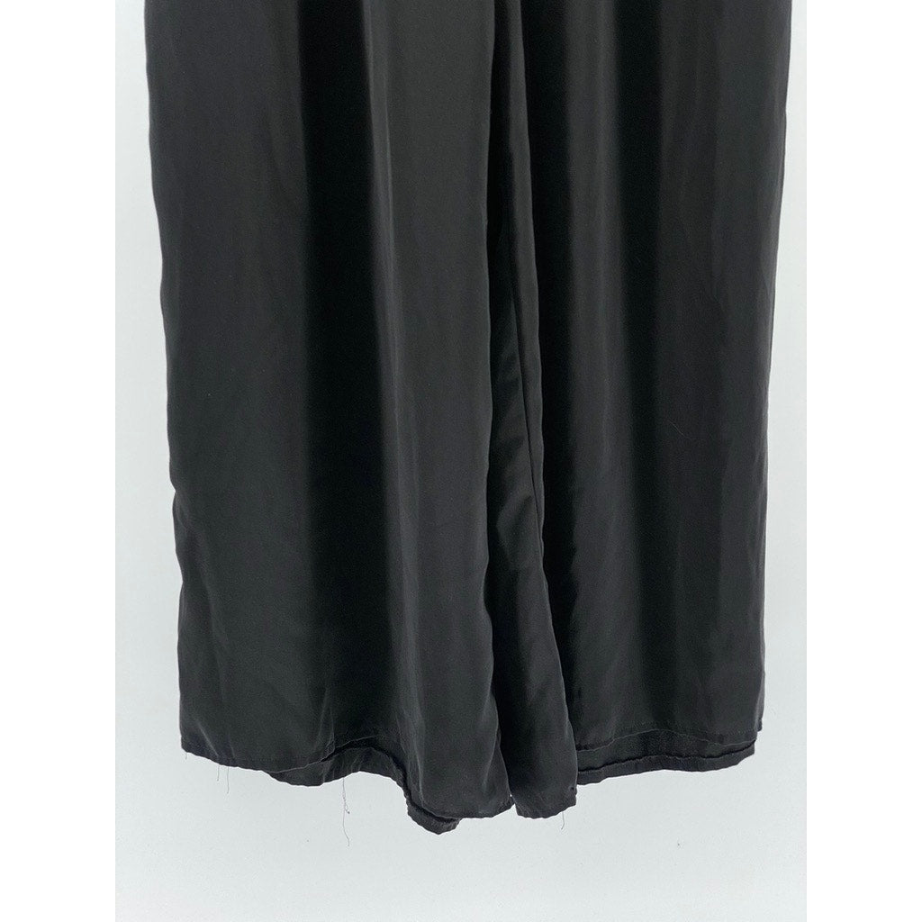 TRONJORI Women's Black Solid High-Rise Wide-Leg Casual Palazzo Trousers SZ XS