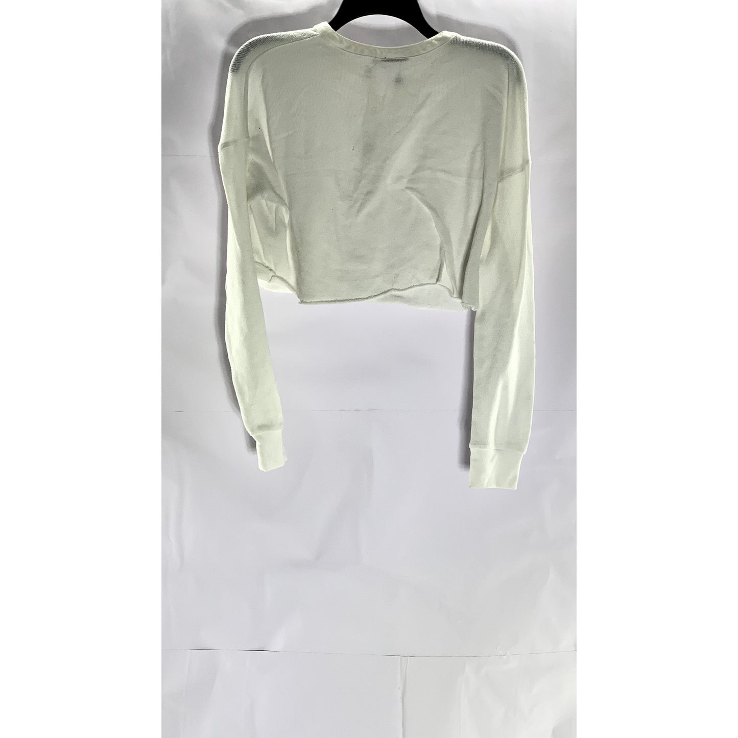 OUT FROM UNDER Women's White Snap-Button Henley Long Sleeve Top SZ S