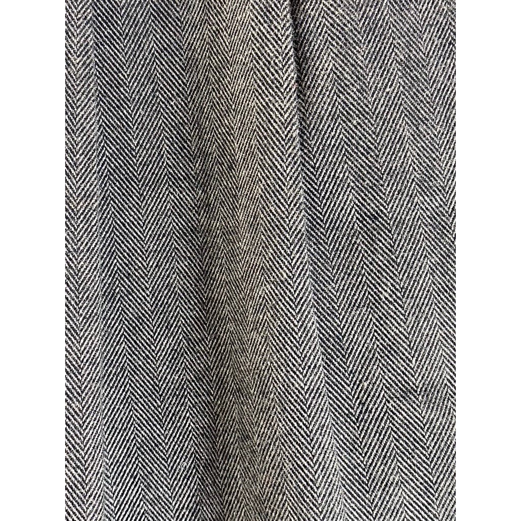 PAUL FREDRICK Men's Gray/Black Stretch Classic-Fit Pleated Cuffed-Hem Pant SZ 35
