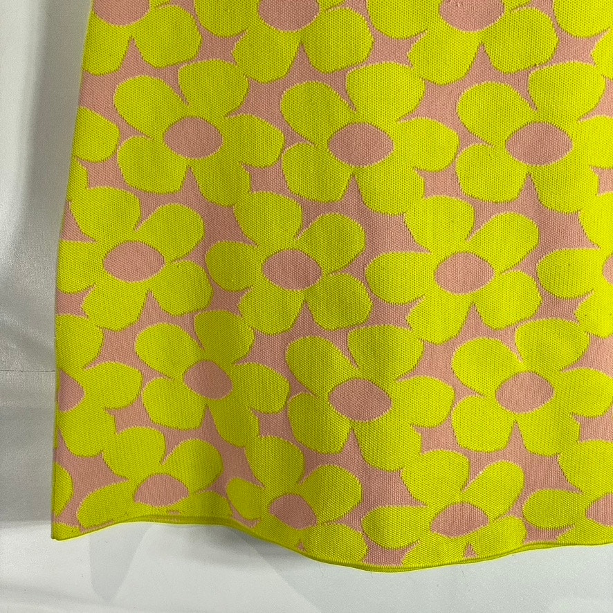 ZARA Women's Yellow/Pink Floral Square-Neck A-Line Mini Dress SZ S