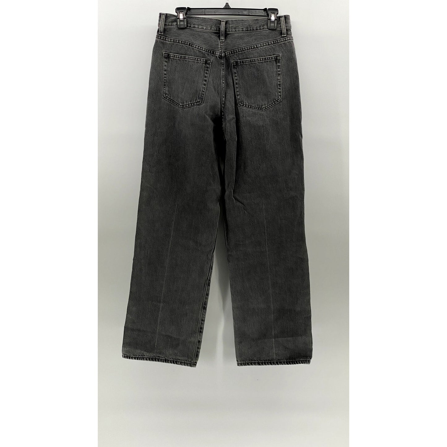 UNIQLO JEANS Women's Washed Black Denim Straight-Leg Wide Jeans SZ 27X31